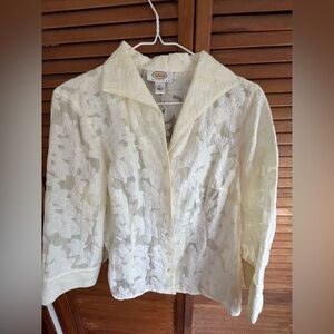 Talbots 12 Petite Linen/Nylon Dressy Blouse